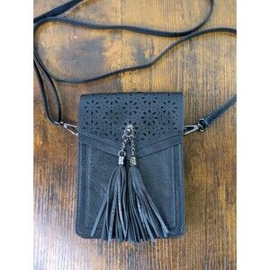 MINICAT Black Crossbody RFID Block Cell Phone Credit Card Purse Boho Laser Cut